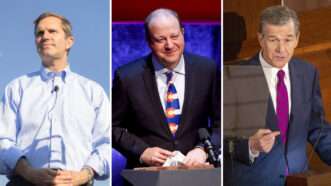 Andy Beshear, Jared Polis, and Roy Cooper standing | Ryan C. Hermens/TNS/Newscom   Michael Ciaglo- Pool via CNP / MEGA / Newscom/RSSIL/Newscom   Travis Long/TNS/Newscom