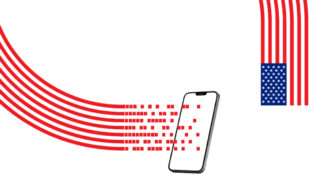 An illustration of the American flag and a mobile phone | Illustration: Joanna Andreasson Source image: KaanC/iStock
